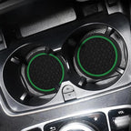 Mandark 2PCS Car Cup Holder Coasters, 2.75 Inch Non-Slip Insert Water Bottle Holder Pads, Dustproof Automotive Interior Accessories Mat, Universal for Vehicles, Trucks, RVs and More(Black/Green)