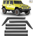Low-Profile Window Rain Guards Fit for 2018-2026 Wrangler JL 4-Door,4-pcs Rain Guard Side Window Visors Extra-Thick Vent Visor Window Deflectors Tape-on Vent Shades Car Accessories