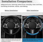Car Leather Steering Wheel Cover - Carbon Fibre Material, Universal 14.5-15 Inch Leather Anti-Slip Breathable Auto Steering Wheel Covers for Men Women (3D Massage - Sky Blue)