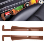2PCS Car Seat Gap Filler, Automotive Seat Organizer Fill The Gap Between Seat and Console, Universal Car Storage Box Inserts Fill The Gap Between Seat &Console for Coins Wallets Keys (Brown)