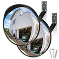 2 Pack 12 Inch Acrylic Convex Mirror with Rain Shield, Adjustable Wide Angle Security Mirror Indoor Outdoor, Blind Spot Traffic for Garage, Warehouse, Driveway, Store, Office Safety