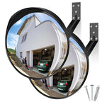 2 Pack 12 Inch Acrylic Convex Mirror with Rain Shield, Adjustable Wide Angle Security Mirror Indoor Outdoor, Blind Spot Traffic for Garage, Warehouse, Driveway, Store, Office Safety