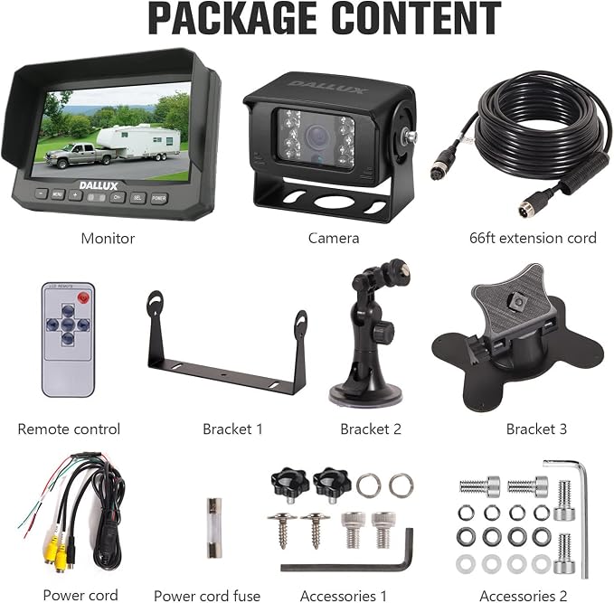 Heavy Duty Vehicle Truck Bus Backup Camera System,Waterproof Night Vision Rear View Camera with 7 inch Monitor+66ft 4 PIN Camera Cable for Bus Truck Van Trailer RV Campers Motor Home(12V 24V)