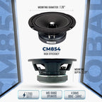 ORION Cobalt CM854 High Efficiency 8" Mid-Range Bullet Loudspeakers, 1200W Max Power, 300W RMS, 4 Ohm, 1.5" Voice Coil - Pro Car Audio Stereo, Midrange Speakers (Pair)