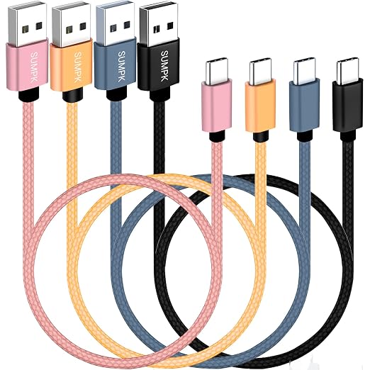 USB C Cable 1.5FT 3 Packs, 18W Short Type C Cord Fast Charge USB 2.0 Data Braided Compatibile with Samsung Galaxy S22 S21 S20 Ultra 5G, Google Pixel, Power Bank and Other Type C Devices