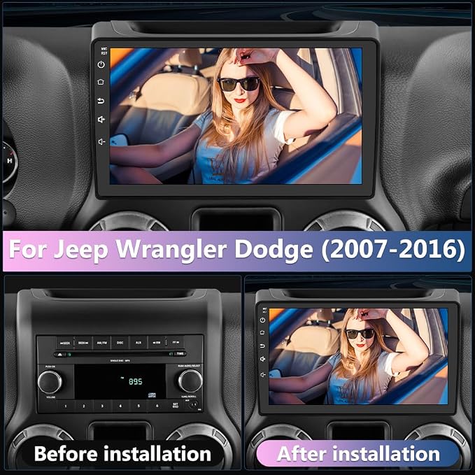 Car Radio for Jeep Patriot Compass 2010 2011 2012 2013 2014 2015 2016, Android 13 Car Stereo with 10.1 Inch Touch Screen, 2GB+32GB, Wireless CarPlay & Android Auto