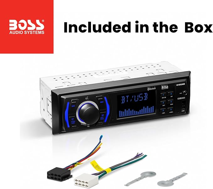 616UAB Car Stereo With Bluetooth - Single DIN, MP3, USB, Aux-in, AM/FM, No CD DVD Player