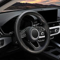 YHONGJT Soft Microfiber Leather Car Steering Wheel Cover, Universal Fit 15 Inch for Women Girls, Fit Vehicles, Sedans, SUVS, Vans, Trucks - Black