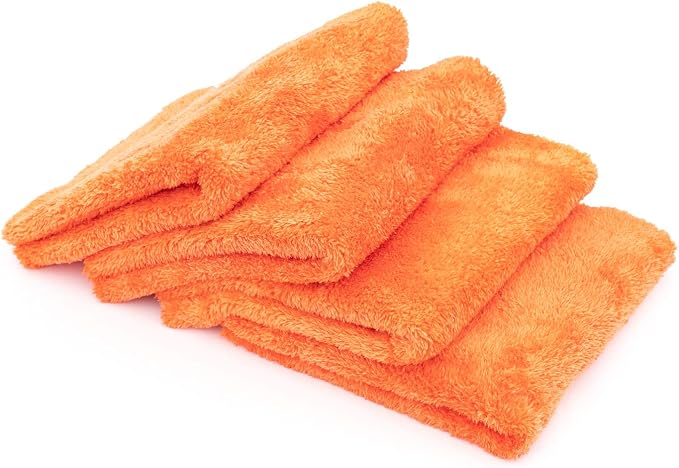 Eagle Edgeless 500 (4-Pack) Professional Korean 70/30 Blend Super Plush Microfiber Detailing Towels, 500GSM, 16in x 16in, Orange