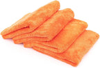 Eagle Edgeless 500 (4-Pack) Professional Korean 70/30 Blend Super Plush Microfiber Detailing Towels, 500GSM, 16in x 16in, Orange