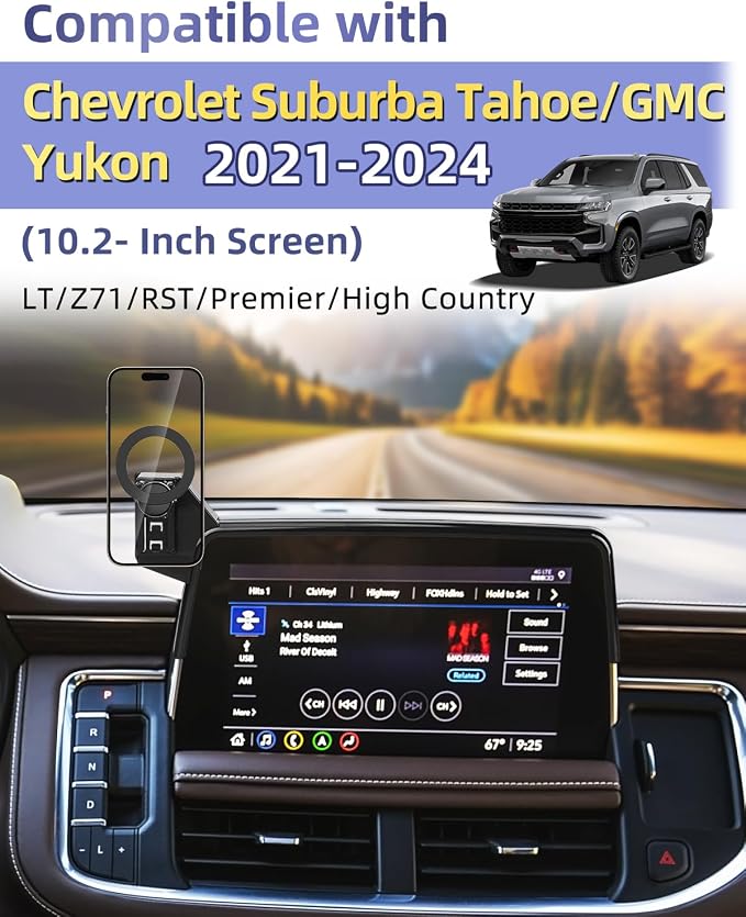 PZK Car Phone Mount for 2021 2022 2023 2024 Chevy Tahoe/Suburban/GMC Yukon | 10.2-inch Screen MagSafe Magnetic Car Phone Holder Compatible with MagSafe 360° Rotation LT/Z71/RST/Premier/High Country