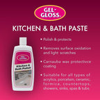 Gel-Gloss Home Kitchen & Bath Polish - Carnauba Wax Formulation, 16 oz. | High Shine Protective Coating, Removes Water Spots, Light Scratches & Stains, Restores Color & Shine