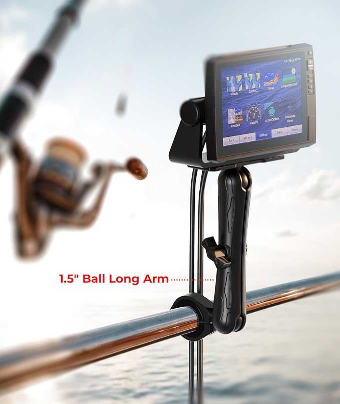 1.5" Ball Aluminum Alloy Double Socket Arm, 9.1" Length Long Arm | Compatible with RAM Mounts C Size 1.5" Ball Components, 360° Rotation, for Fish Finder Mount, Marine Electronic Mount
