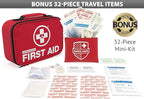 2-in-1 First Aid Kit for Car, Travel & Home, Businesses - Bonus Mini Kit for Medical Emergency Aid, Survival, Camping - 120+32 Pcs, Small+Travel FAK
