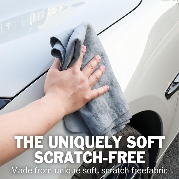 6 Pack Premium Shammy Cloth for Car Drying, 26”x17” Chamois Towel for Car, Super Absorbent Shammy Towel for Car, Reusable Soft Car Drying Towels