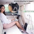 Bling Purse Hook for Car Headrest, Upgraded Cute Car Seat Hooks for Bag Handbag, Durable Stainless Auto Purse Hanger Holder 2 Pack, Light Purple