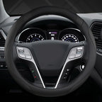 Customized Auto Car Steering Wheel Cover for Hyundai,Tucson,Sonata,Elantra,Santa Fe,Genesis,Sonata Hybrid,Azera,Venue,Kona, 14.5-15 inches(Black - Standard Size)