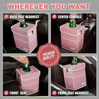 K KNODEL Car Trash Can, Waterproof Garbage Bag with Lid, Leak-Proof Trash Bin, Car Bin Hanging (Pink, Large)