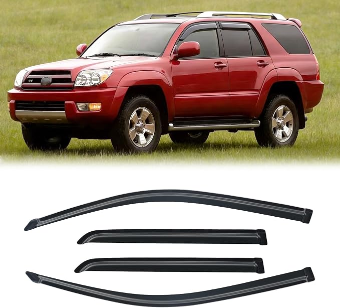 Window Visors for Toyota 4Runner 2003-2009, Rain Guards Shields Vent Deflector Shade Dark Smoke 2003 2004 2005 2006 2007 2008 03 04 05 06 07 08 09, Tape-On, 4PCS