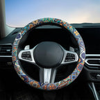 Mexican Talavera Tiles Style Steering Wheel Cover Auto Steering Wheel Protector, Anti-Slip, Breathable, Absorbing Sweat, Universal Mexican Car Accessories 14.5–15 inch,Fit for Most Car, Trucks, SUV