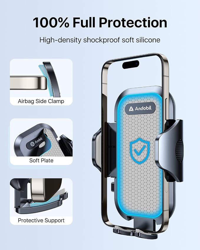2026 Upgraded Car Phone Holder Mount for Vent, Military Sturdy Metal Clip Air Vent Phone Holder for Your Car Easy Used Cell Phone Car Mount for iPhone 17 16 15 14 13 12 Pro Max Samsung Grey