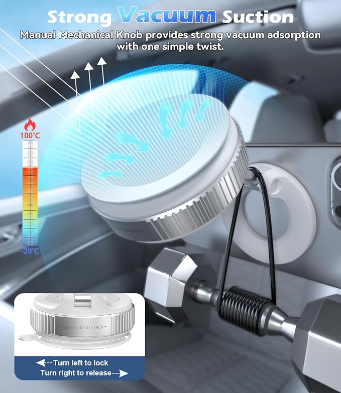 Car Phone Mount for Magsafe, 360° Adjustable Magnetic Phone Holder Foldable Suction Cup Phone Mount for Car/Gym/Mirror Mount for iPhone/Android, White