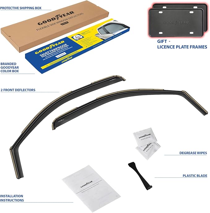 Goodyear Shatterproof in-Channel Window Deflectors for Trucks Chevrolet (Chevy) Silverado/GMC 1500 Sierra 2007-2013 Regular Cab, Rain Guards, Vent Visors Deflector, Truck Accessories, 2pcs - GY007737