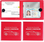 Car Registration and Insurance Card Holder, Vehicle Glove Box Car Organizer, Interior Car Accessories for Documents, Cards, License - 2 Pack
