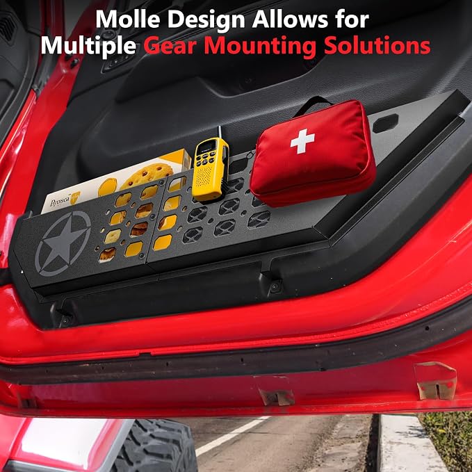 Metal Front Door Storage Pockets Fit for Jeep Wrangler,Door Side Insert Organizer for Jeep Wrangler JL JLU 4XE 2018-2025 & Gladiator JT 2020-2025 Interior Door Storage Box Expansion Accessories 2PCS