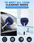 5 Pack Microfiber Pads, Upgraded High-Density Chenille Replacement Heads Cover for Windshield Cleaner Tools, Car Windshield Cleaner Pads, Fit for Window Reach Tool, Handle Not Included (Blue)