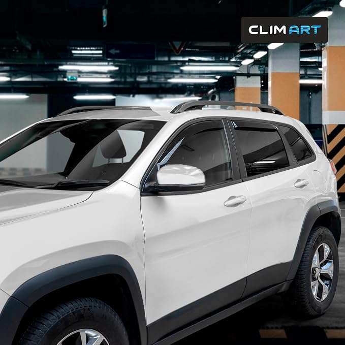 in-Channel Incredibly Durable Rain Guards for Jeep Cherokee 2014-2023, Dark Smoke Car Accessories, Vent Window Visors, Vent Deflector, Original Window Deflectors, 4 pcs - 614031