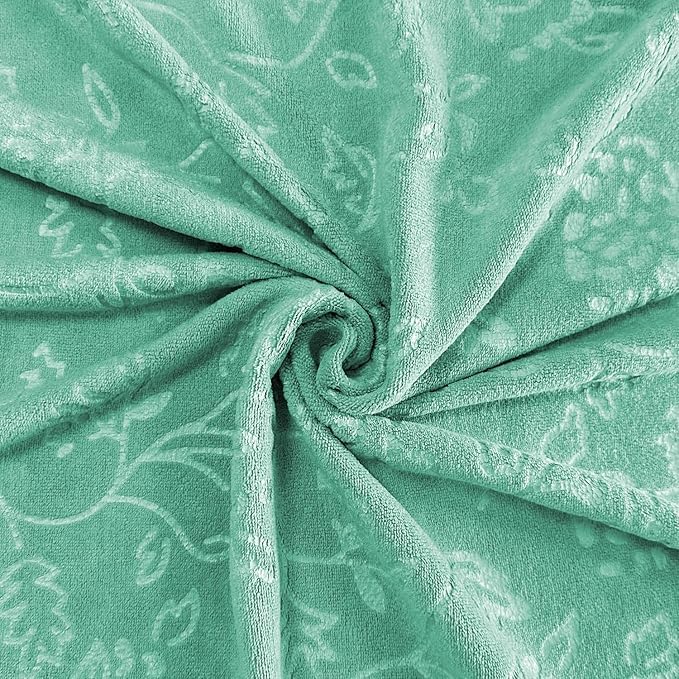 Large Bath Towels Set, 2 Pack, 30" x 60", Microfiber Body Towels for Adult, Oversized, Soft, Absorbent, Fast Drying for Shower Sauna Yoga Swimming Sport Fitness Gym Pool (Green-Floral Embossed)