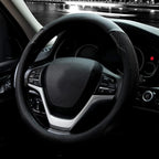 Steering Wheel Cover with Microfiber Leather for Car Truck SUV 15 inch (Black)