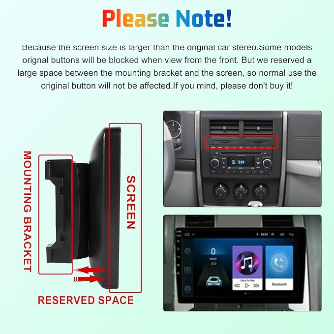 8 Core Car Radio Stereo for Jeep Wrangler JK 2007-2018 Compass Grand Cherokee Dodge Ram with Carplay/Android Auto Upgrade 4GB+64GB