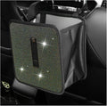 Car Trash Can, Bling Rhinestone Crystal Waterproof Hanging Garbage Bag for Car Interior, Oxford Leakproof Foldable Waste Organizer Trash Bin Universal for Most Vehicles (AB)
