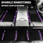 12 Pcs Bling Car Accessories Set for Women Car Floor Mats Full Set Steering Wheel Cover Seat Belt Covers Coasters Universal Fit Car SUV Truck Van Purple