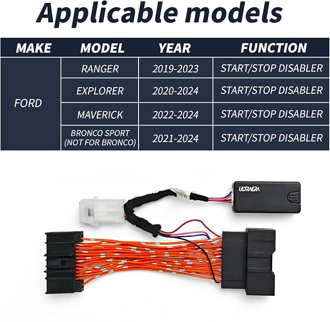 Auto Start Stop Eliminator Compatible with 2022 2023 2024 Ford Maverick | 2019-2023 Ranger | 2020-2024 Explorer | 2021-2024 Bronco Sport (Not for Bronco) Auto Stop Start System Disabler
