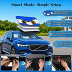 Car Windshield Sun Shade, Universal Fit Midsized Sedan SUV, Monster Blue | 63 x 31.5" Windshield Cover, Foldable Front Window Sunshade, UV Heat Protection, Cute Eyes Series