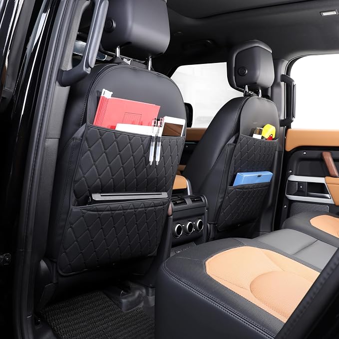 Seat Back Protector,Shields Seat Backs from Kicks and Adds Storage | kick mats back seat protector easy to install and clean, well-crafted, sturdy, durable and stylish.2 Pack