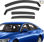in-Channel Rain Guards Compatible with Honda Accord 2018 2019 2020 2021 2022 2023, Black Window Deflectors Window Visor Side Shatterproof Sun Visor, 4-Pieces Set