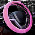Steering Wheel Cover for Women Bling Bling Crystal Diamond Sparkling Car SUV Wheel Protector Universal Fit 15 Inch (Rose,Standard Size(14" 1/2-15" 1/4))