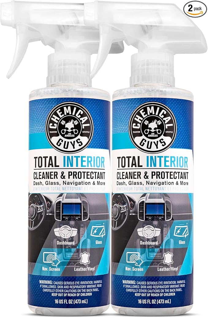 Total Interior Cleaner & Protectant – Interior Cleaner, Cleans & Protects Leather, Vinyl, Plastic, Rubber, Glass with a Streak-Free Finish — 16 Fl Oz (Pack of 2)