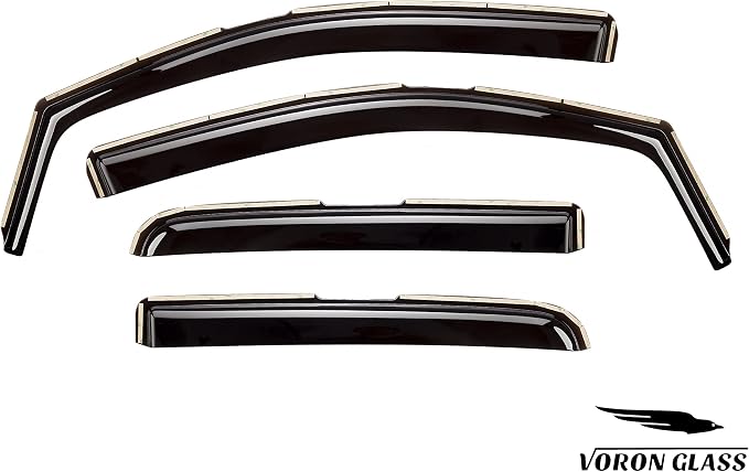 Voron Glass in-Channel Extra Durable Rain Guards for Trucks Chevrolet (Chevy) Colorado/GMC Canyon 2015-2022 Crew Cab, Window Deflectors, Vent Window Visors, 4 Pieces - 220184