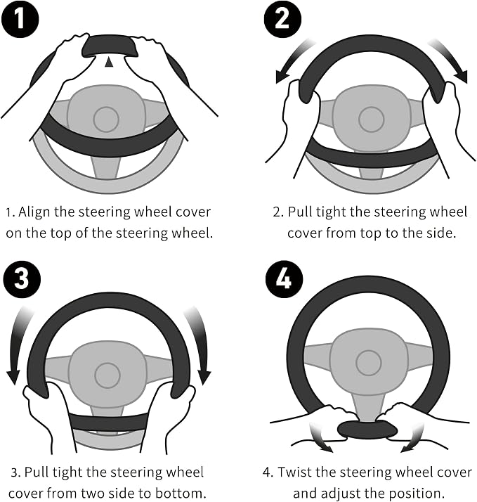 Soft Car Steering Wheel Cover for Sedan, SUV, Warm Luxury Velvet, Odorless, Universal, Anti Slip, Summer Winter, Gray, Large Size[15" 1/2-16"](39-41cm)