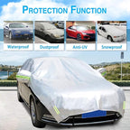 Half Car Cover Windshield Cover Car Body Cover for All Season Sunshade Cover Snow Cover Waterproof 210D Polyester with Cotton (Fit MPV/SUV)