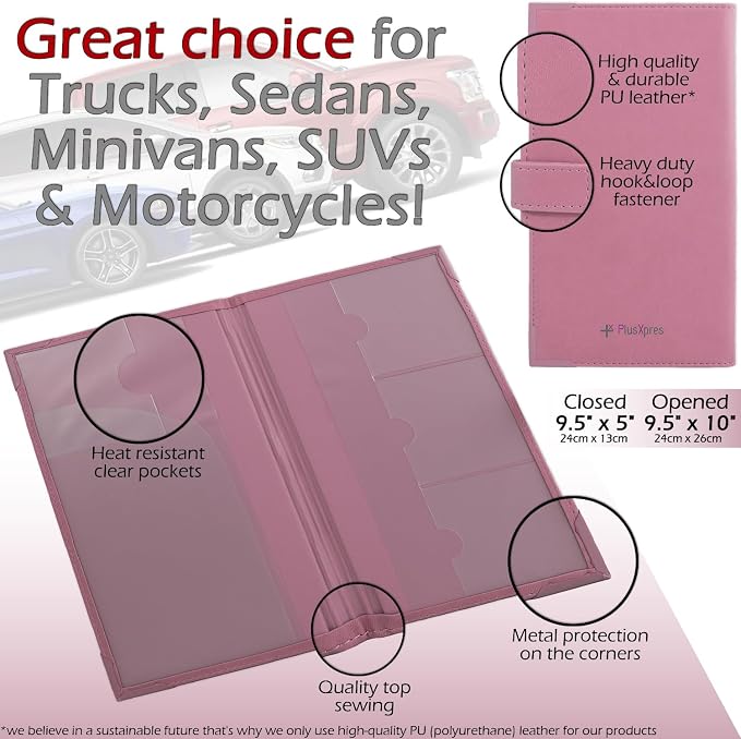 Registration and Insurance Card Holder - Car Organizer - Purple | Vehicle Glove Box Document Organizer, Auto Essential Paperwork Holder for Contact Information Cards, Interior Car Accessories