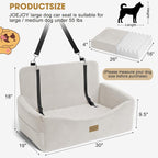 Dog Car Seat for Large Medium Sized Dogs Under 55 lbs, Dog Booster Seat for 2 Small Dogs with Detachable Washable Cover, Memory Foam Pet Car Seat with 2 Safety Belts and Storage Pockets