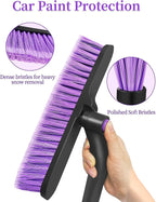 42.5 Inch Car Scraper Snow Brush, 12.6 Inch Large Brush Head with Ice Scraper for Window Windshield, Portable Snow Scraper for SUV Truck Vehicle RV Auto - Purple