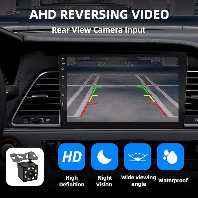10 Inches Double Din Car Stereo, Apple CarPlay Screen, 2G+32G, Bluetooth Android Auto Screen with Backup Camera, Touch Screen, WiFi, Mirror Link, HiFi, GPS, FM