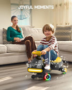 N7 Pro Electric Wiggle Car with Pedal, Rechargeable Battery, CyberWiggle, 2 in 1 Swing Car, 2 Speeds Max 4 Mph, Anti-Rollover, Flashing Wheels, Bluetooth, Ages 3+, 150 Lbs,Yellow